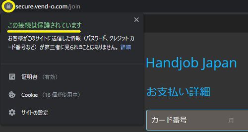 Handjob Japan【手コキニッポン】の決済ページはSSL化されている